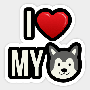 I Love My Husky - Siberian Husky Puppy Dog Face Sticker